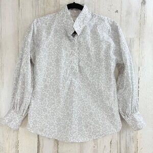 Ann Mashburn Anaya Popover Shirt S Liberty London D'anjo Sky Gray White